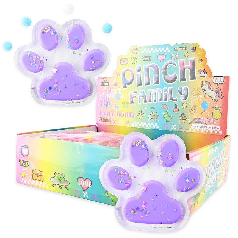 SQUISHY CAT PAW 180G CLEAR GLITTER W KULLE