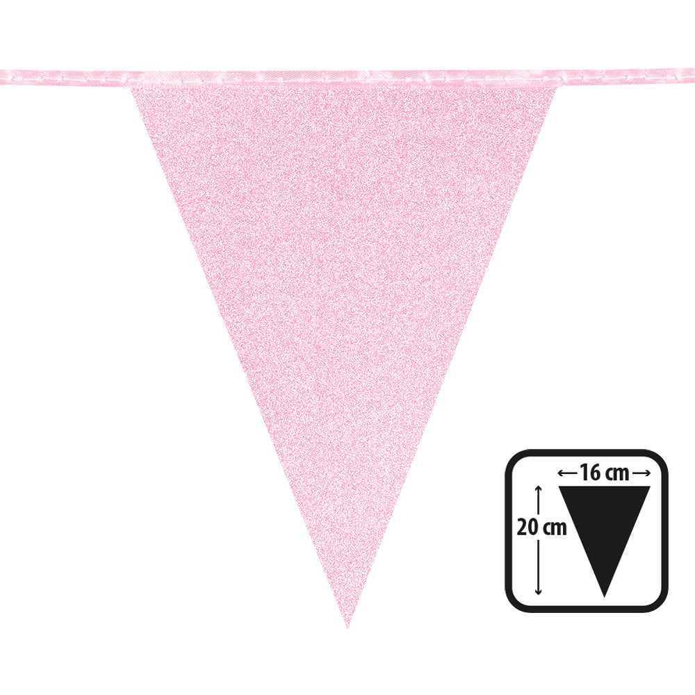 Banner med Lyserød glitter vimpler