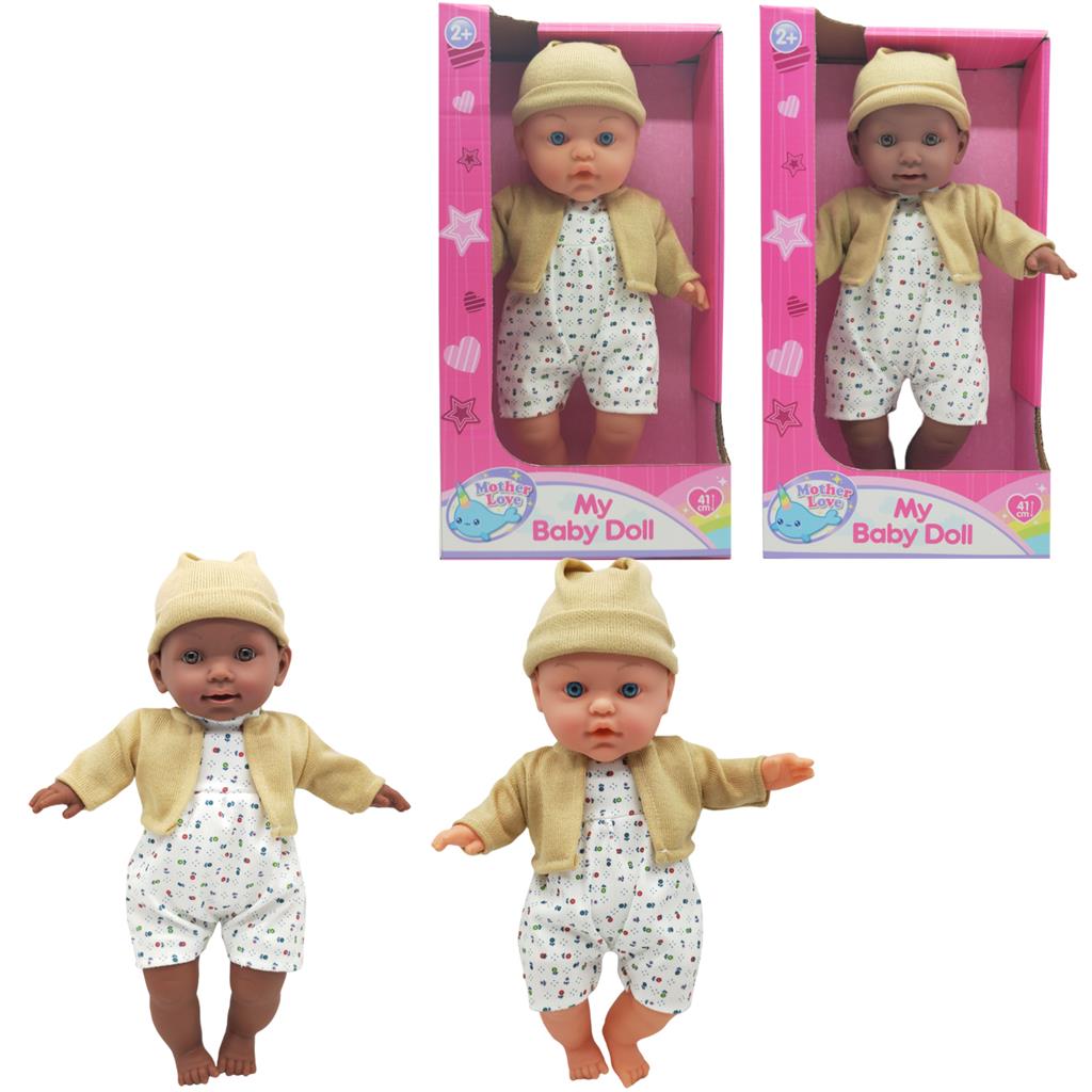 Mother Love Baby Doll 41cm Mørk/Hvid