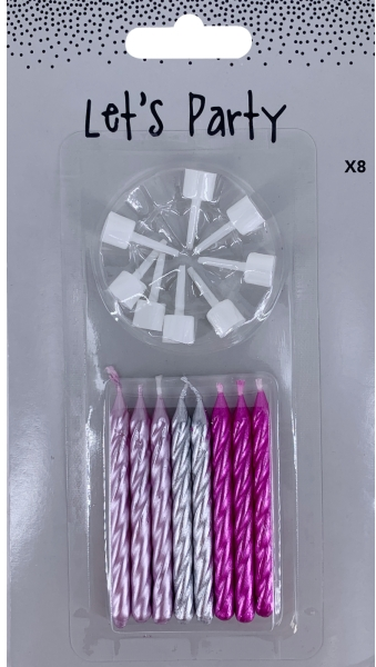 Kagelys m. holder, 8 stk. Pige