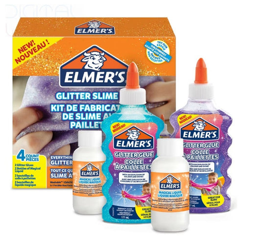 Elmers "Glitter Slime Kit", pink og lilla glitterlim