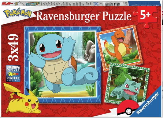 Ravenburger Puslespil Charmander, Bulbasaur and Squirtle 3x49 Brikker