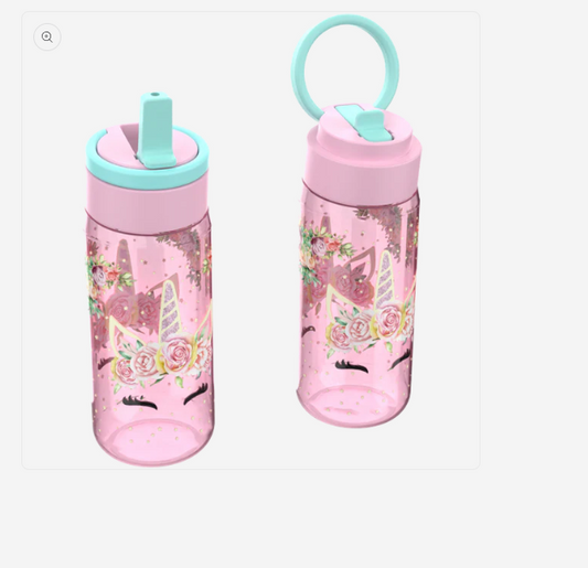 Enhjørning blomst Drikkedunk med fliptop drikketud 500ml