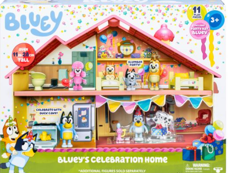 Bluey's Fødselsdagsfest hus med tilbehør