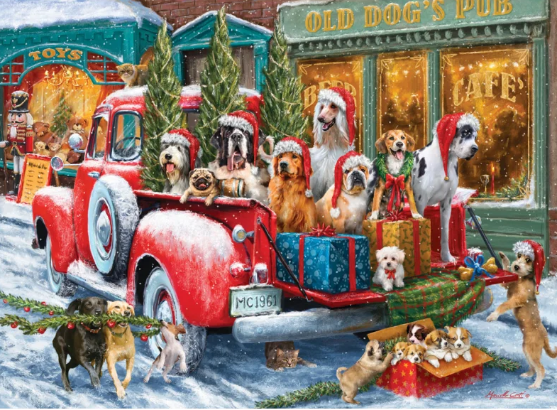 Dogs on Truck by Ali Corti Smart Cut 1000 brikker
