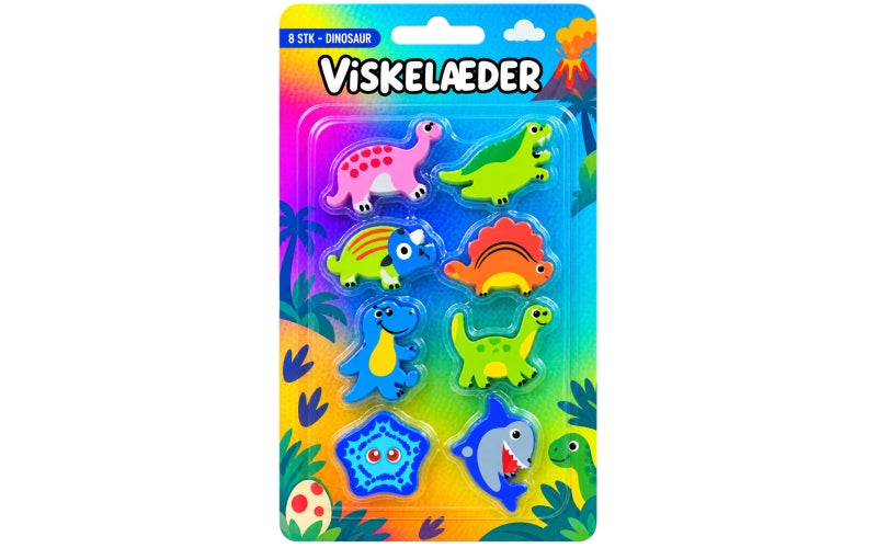 Viskelæder 8 forskellige figurer DINO