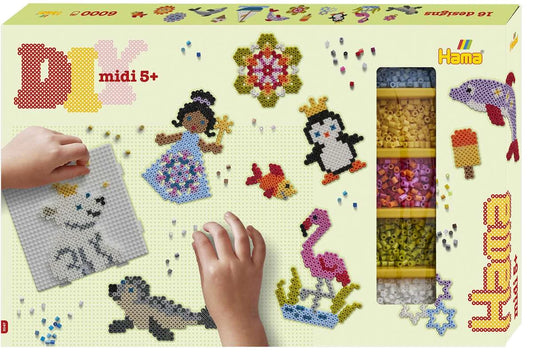 HAMA Hama gaveæske ca. 6.000 perler + 3 plader