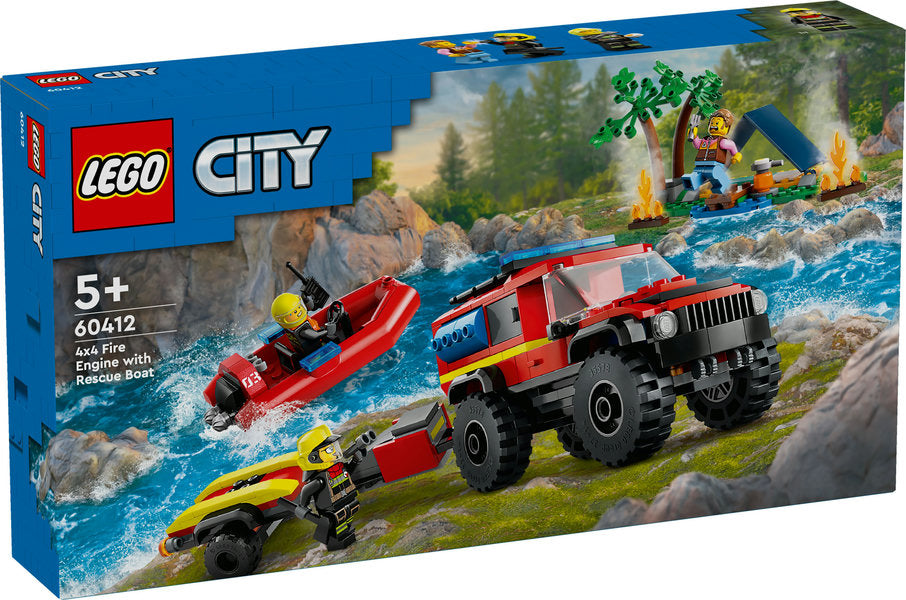 LEGO City  Firhjulstrukket brandbil med redningsbåd 60412