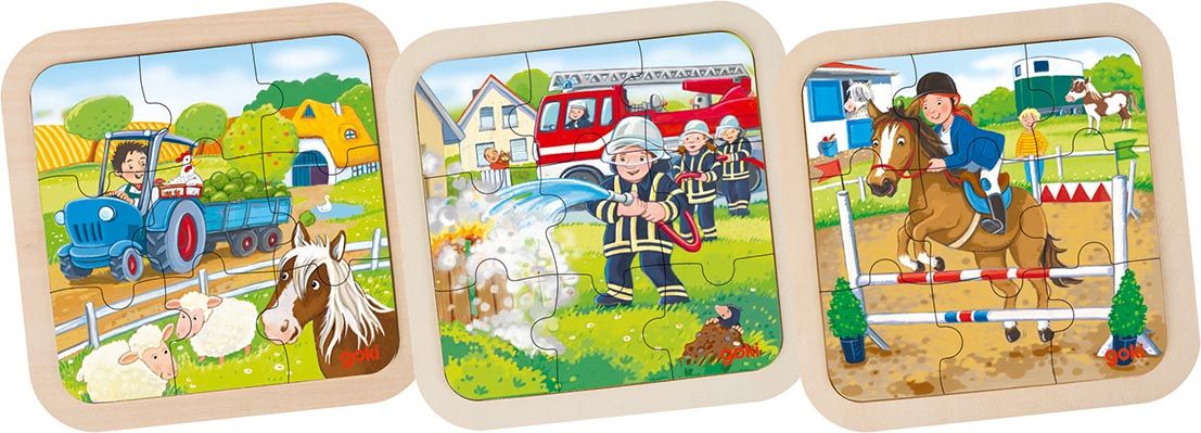 Goki Puslespil – Gård, Brandbil &amp; Ponyspring (57382)