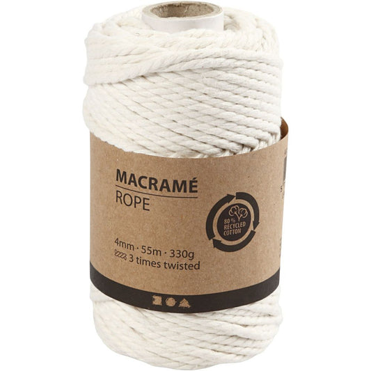 Macramé-reb Råhvid, 330 G