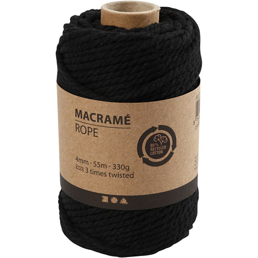 Macramé-reb Sort, 330 G