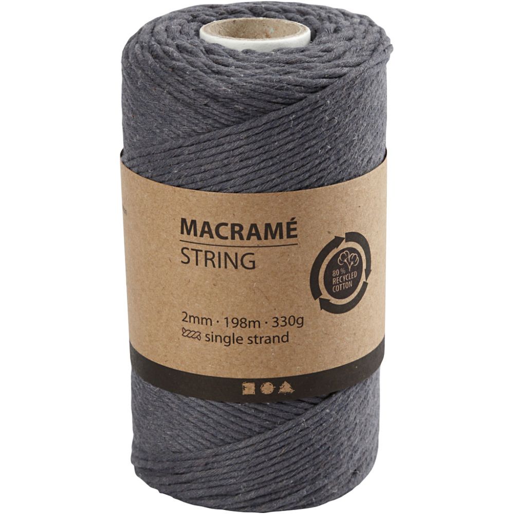 Macramé-snor Grå, 330 G