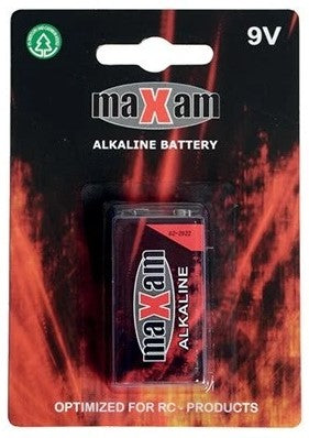 MAXAM 9V/6LR61 Alkaline batteri Maxam 1stk i blisterpk.