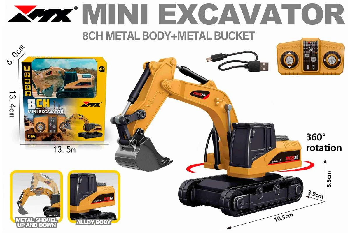 MX R/C Constructions Excavator R/C 1:64 2,4GHz, 3,7V Li-Ion, 8 channels