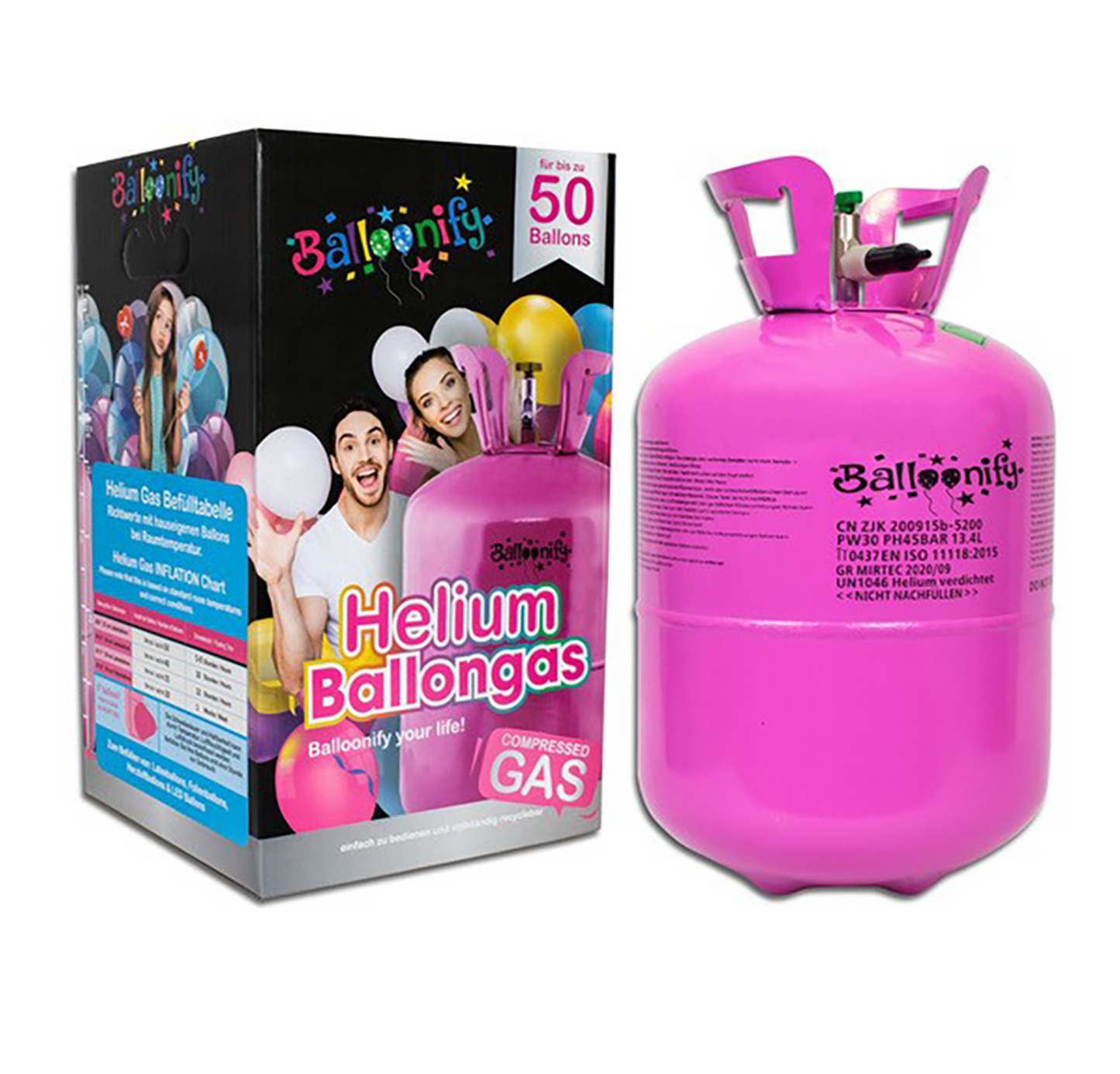 Helium til 50 balloner