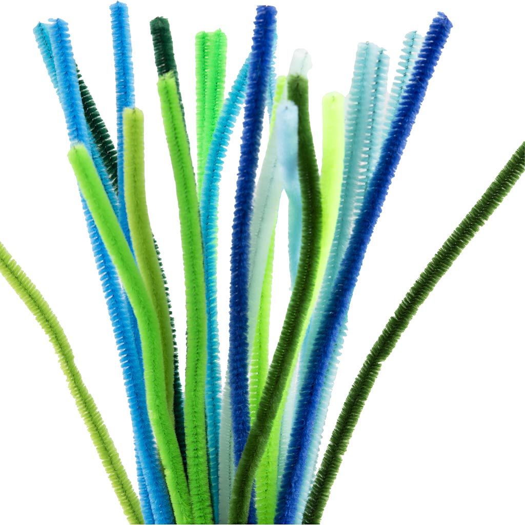 Chenille (piberenser) i forskellige farver grøn
