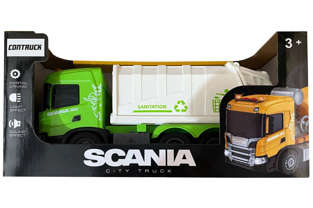 CONTRUCK SCANIA skraldebil med lys og lyd, 28x10x13cm