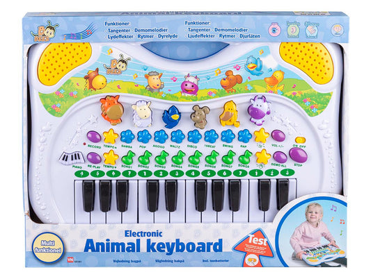 Bærbart keyboard med dyrelyde og indbyggede sange og rytmer.