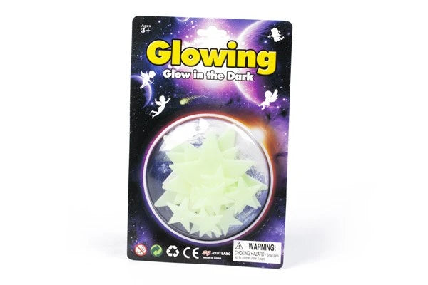 GLOWING Glow-in-the-dark Stjerner 15stk. ass. i blister