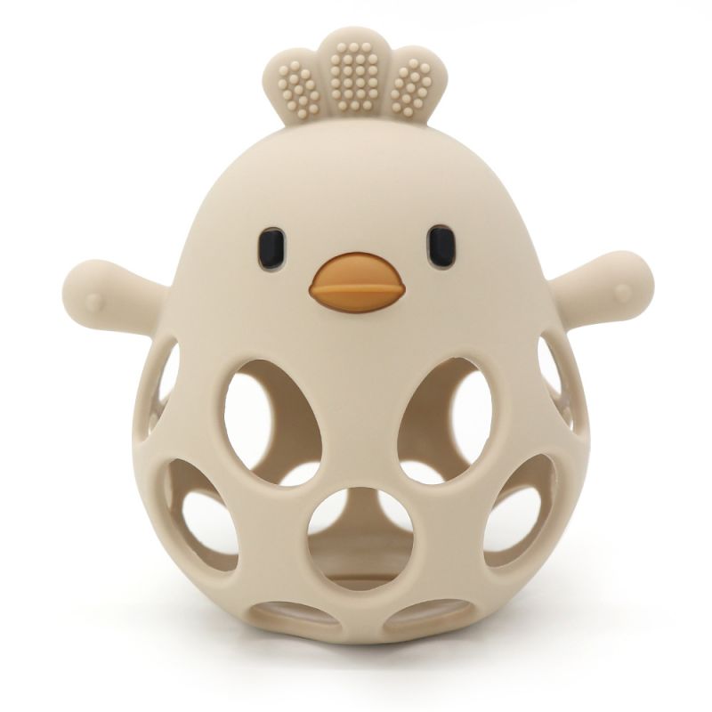 Bidebold med ælling i LFGB silikone, beige