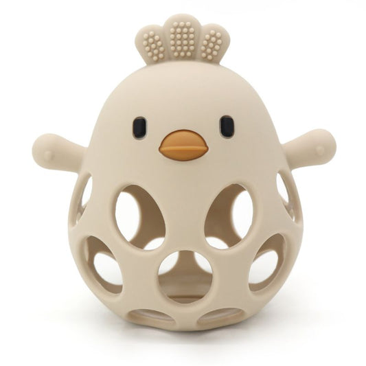 Bidebold med ælling i LFGB silikone, beige