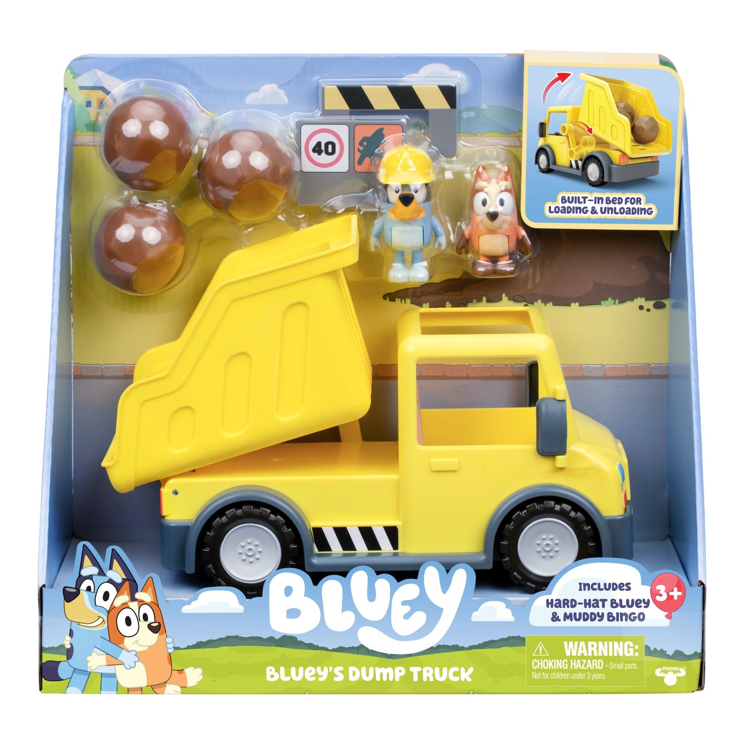 Blueys Tipvogn med eksklusive Hard-Hat Bluey og Muddy Bingo figurer