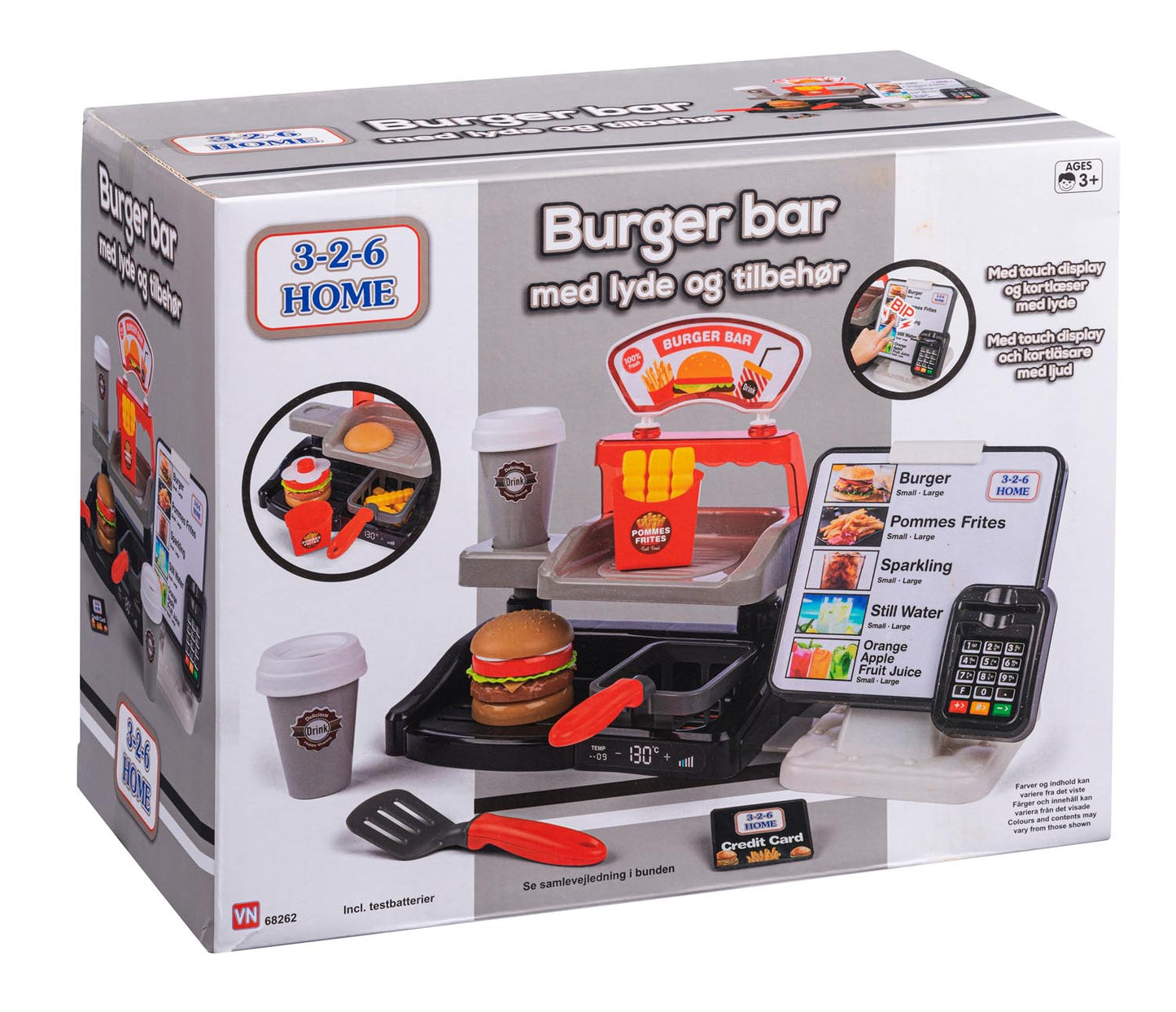 3-2-6 Burgerbar med lyde og tilbehør.
