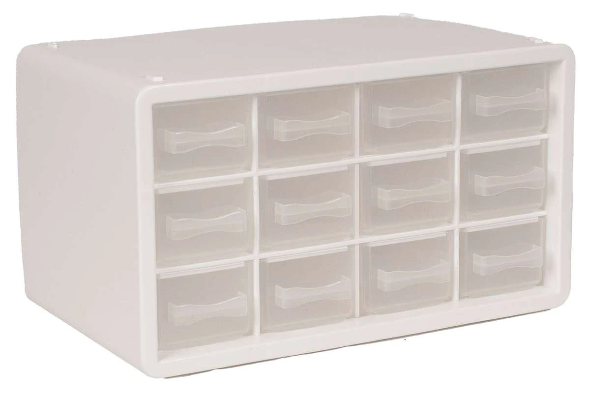 Raaco Opbevaringsboks m/12 skuffer 14,2x24,8x14,9cm hvid