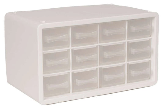 Raaco Opbevaringsboks m/12 skuffer 14,2x24,8x14,9cm hvid