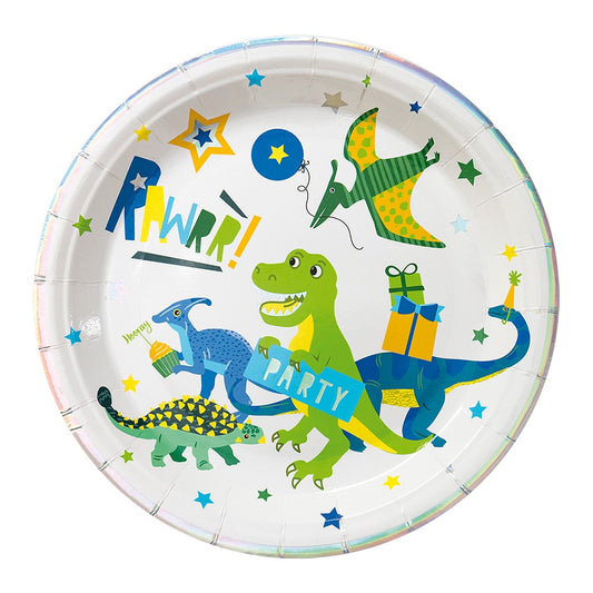 Dino Party paptallerken 23 cm