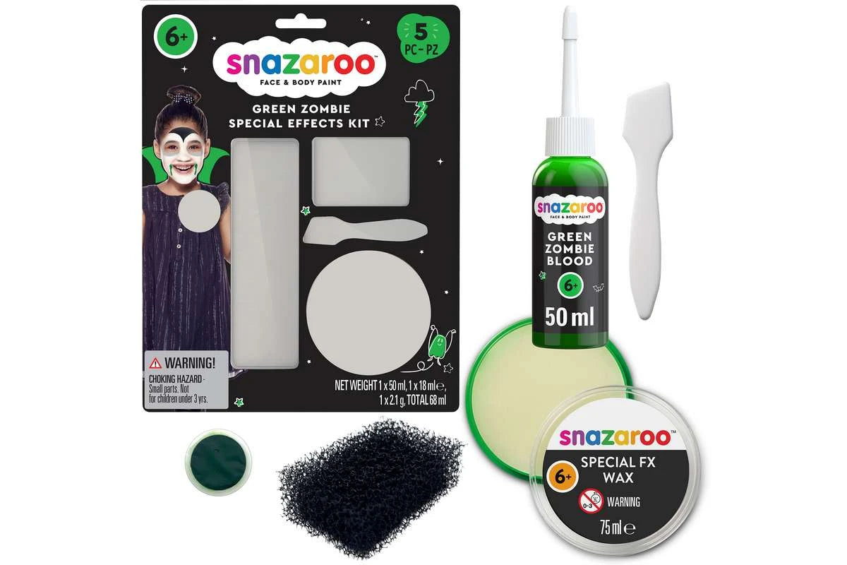 SNAZAROO Sminkefarvesæt Zombie grøn, 5 dele