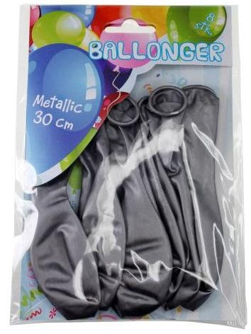 Latex balloner metallic Sølv 8 stk.