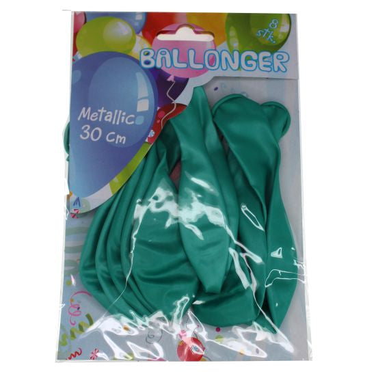 Latex balloner Metallic Grøn 8 stk.