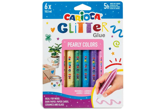 CARIOCA Glitter glue 10,5ml pearly 6stk