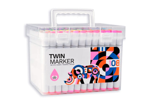 TWIN MARKERS 108 stk. i boks - vandbase