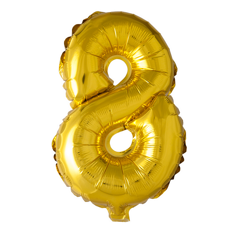 Folieballon 8 tal guld 41 cm