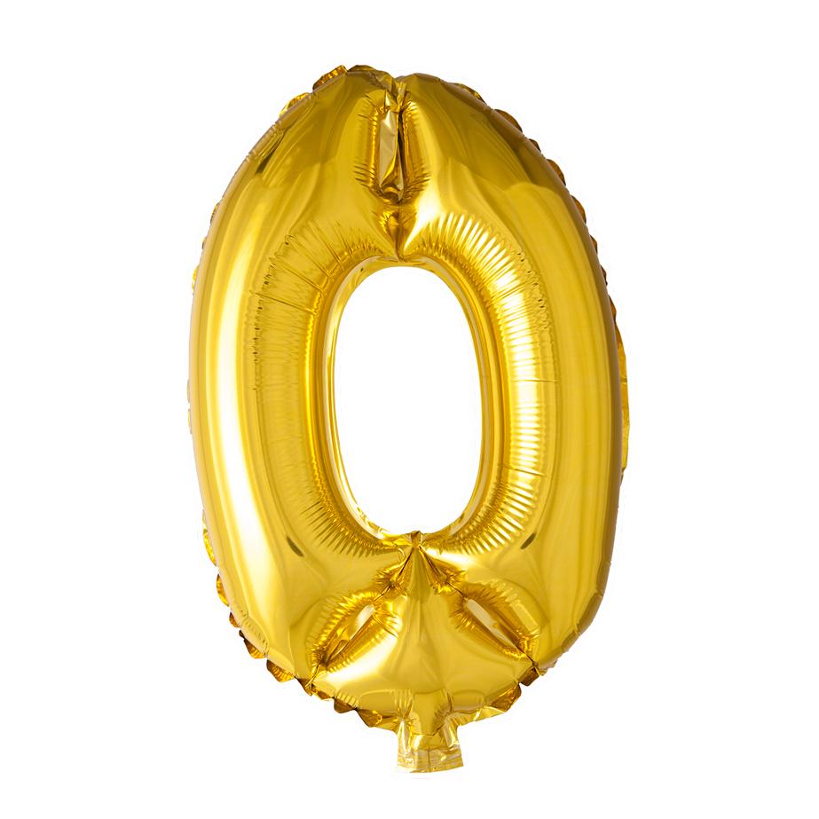 Folieballon 0 tal guld 41 cm