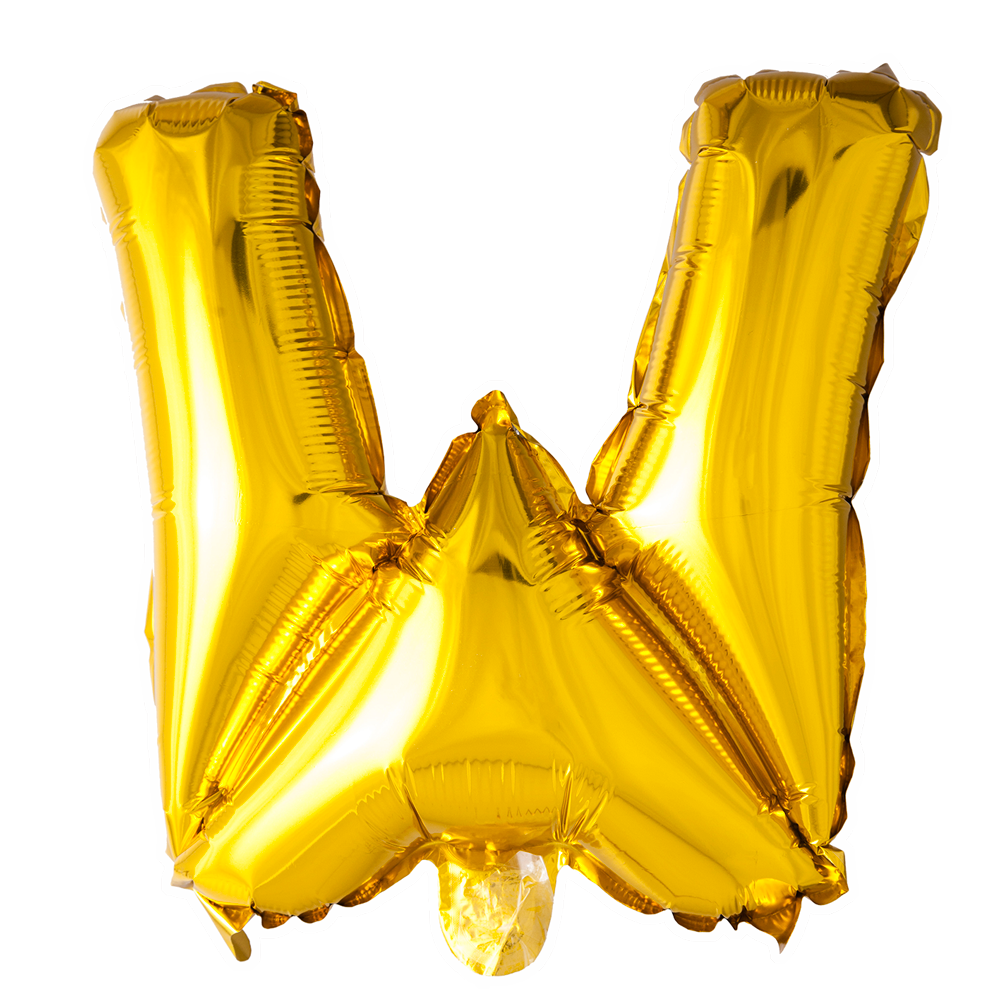 Guld ballon 41 cm bogstav W