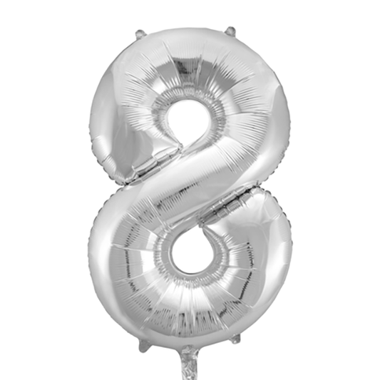 Folie sølv 8 tal ballon 86 cm