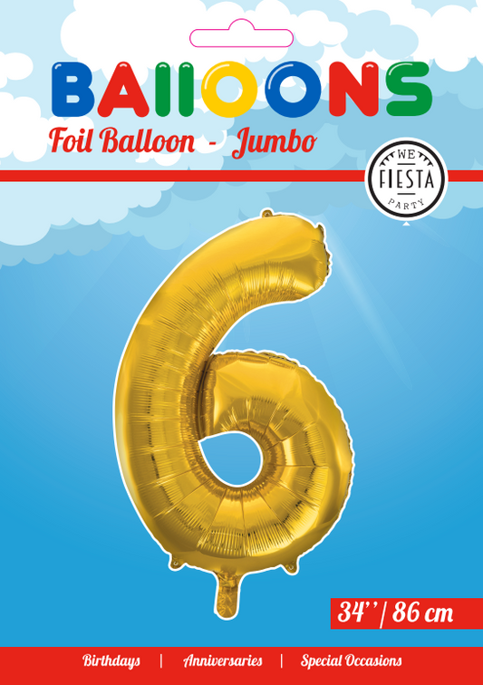 Folieballon guld 6 tal