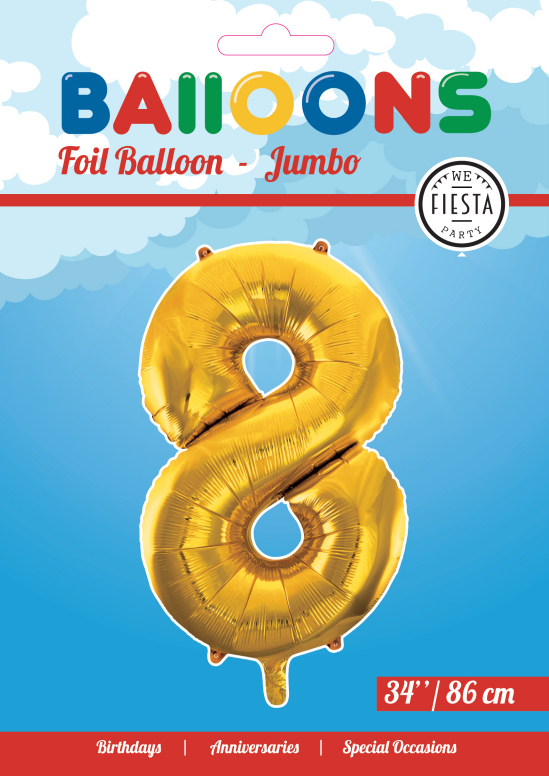 Guld 8 tal ballon 86 cm