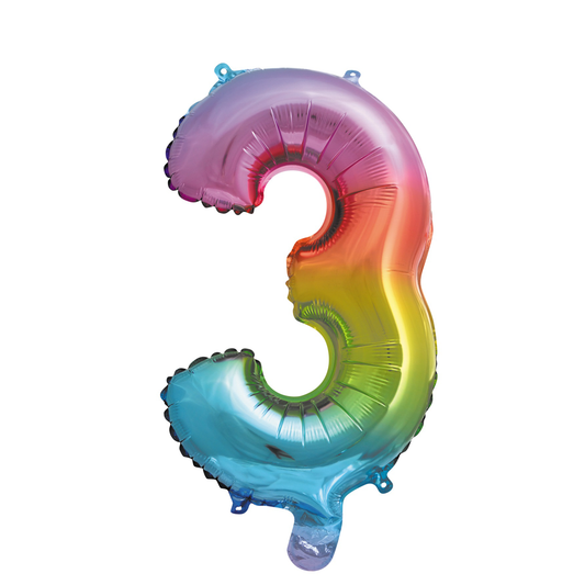 Folieballon 3 tal regnbue 41 cm