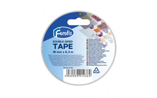 Tape dobbelklæbende 18mm*6,3M.