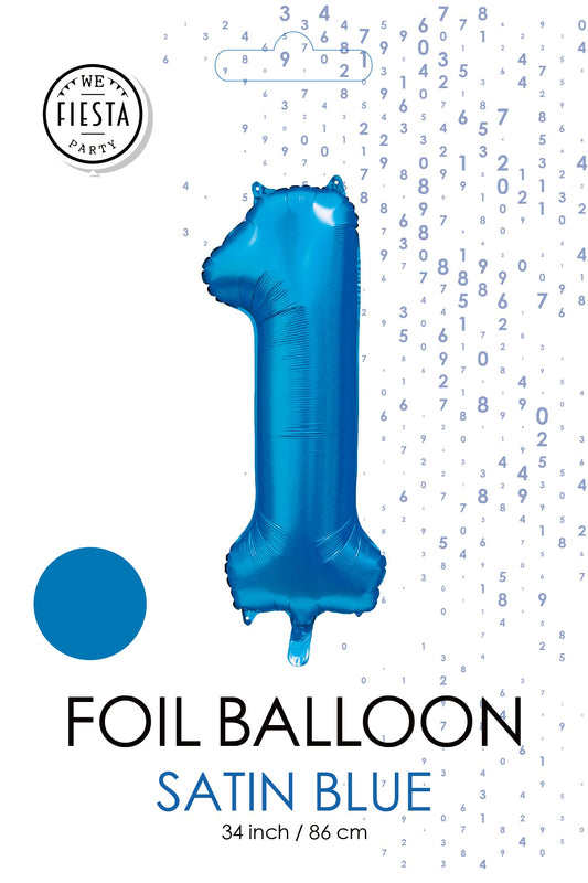 Folie ballon blå 1 år 86cm