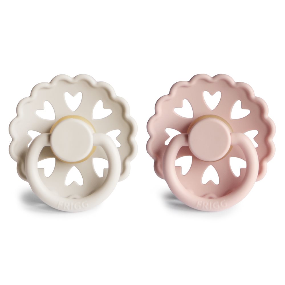 Frigg 2 pk hjerte natural latex sutter size 2 hvid/rosa