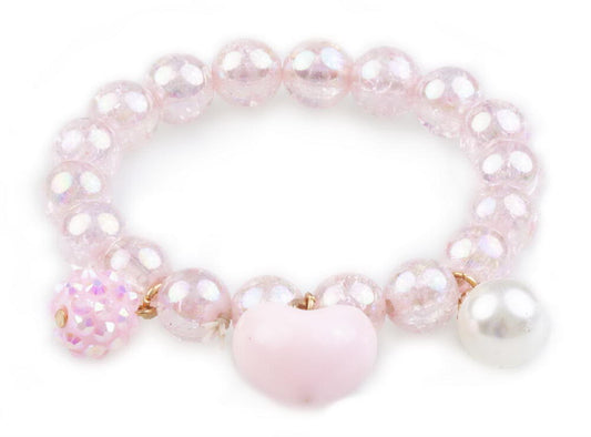 Pink Heart Bobble-armbånd