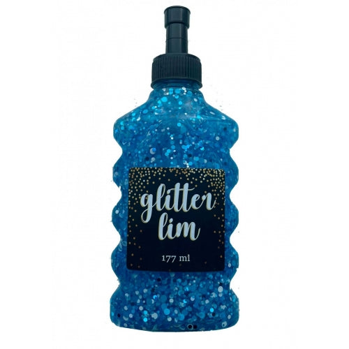 Glitterlim grov glitter, Blå, 177ml