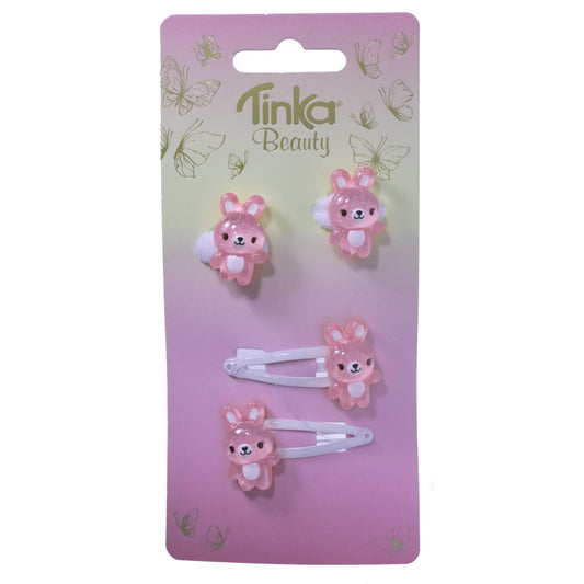 HÅRCLIPS/HÅRELASTIK BUNNY ROSA