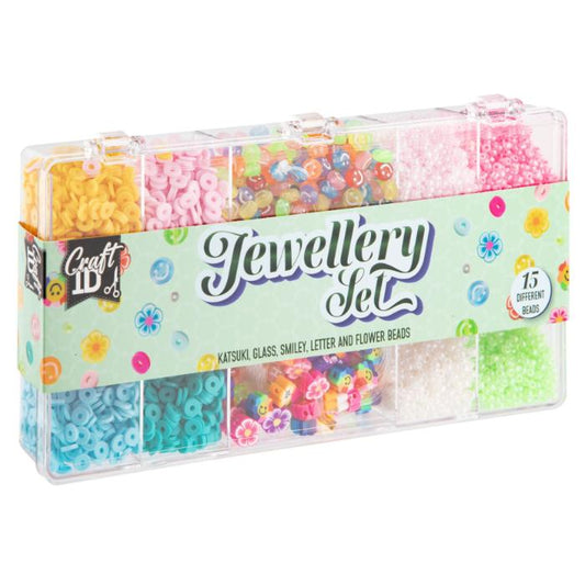 Smykkesæt. 5 ass. perler & nylon tråd