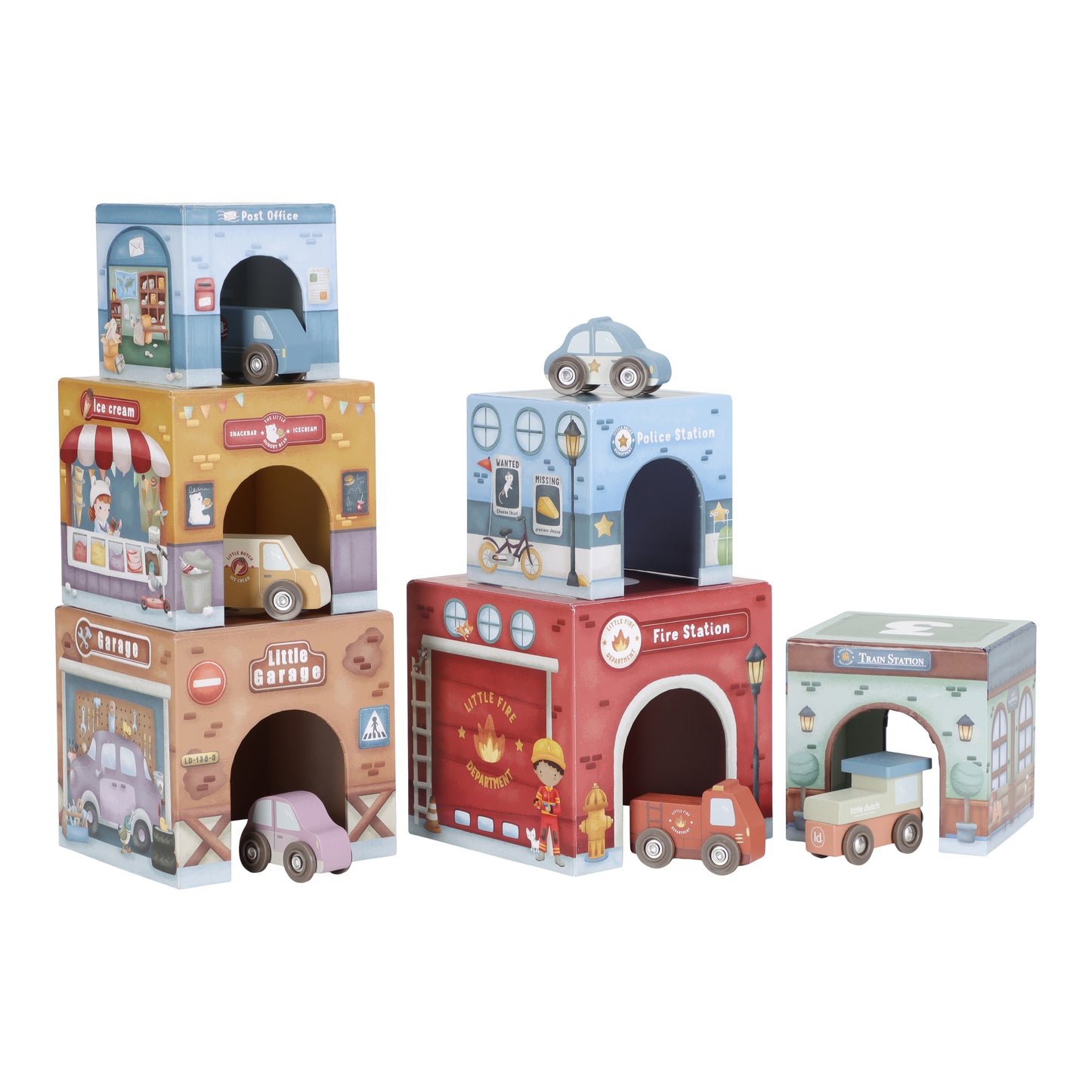 Little Dutch - Stabelkasse inkl. 6 biler
